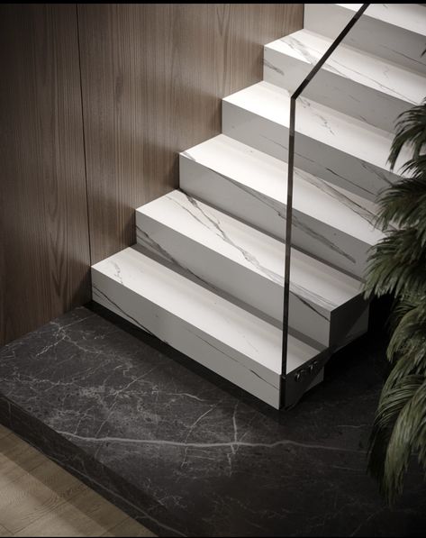 Staircase Material Ideas, Marble Staircase Modern, Stairs Steps Design, Marble Steps Design, Wood And Marble Stairs, Stair Steps Ideas, Stairs Design White, Marble Stairs Design Modern, Granite Staircase Design Modern