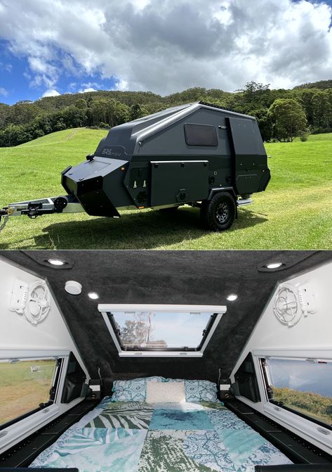 Pursuit Carbon All-Black Trailer Features Two Kitchens, Extendable Bath Black Camper, Rv Van, Rv Adventure, Cyberpunk Girl, Van Home, Camper Trailers, Travel Trailers, Open Road, Travel Trailer