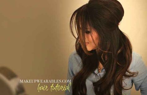 Brigitte Bardot's Half-Up Bouffant via Contempt | 27 Gorgeously Dreamy Vintage-Inspired Hair Tutorials Blonde Pony, Brigitte Bardot Hair, Long Dark Brown Hair, Bardot Hair, Half Updo Hairstyles, Vintage Hairstyles Tutorial, Updo Hairstyle, Medium Long Hair, Long Dark Hair