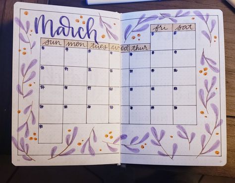 Bujo Purple Theme, May Bullet Journal Calendar, Journal Purple Theme, Purple Bullet Journal Theme, Calendar Design 2024, April Bullet Journal Calendar, May Calendar Ideas, March Journal Ideas, March Calendar Ideas