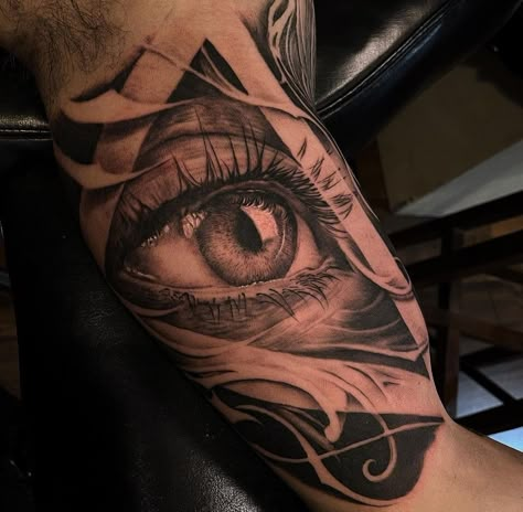 Eye Tattoo Ideas For Men, Realism Sleeve, Forearm Tattoo Men Sleeve, Men Tattoos Arm, Tattoo Men Sleeve, Tattoos Arm Sleeve, Cool Eye Drawings, Realistic Eye Tattoo, All Seeing Eye Tattoo