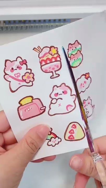 DIY sticker pink cat 🌸🐱🌷 #diycrafts #sticker #asmr Sticker #sticker Stickers #stickers freesticker #freesticker freestickers #freestickers free download sticker #freedownloadsticker 15.189 Kawaii Doodles Cute Sticker, Sticker Paper Ideas, Cute Mini Stickers, Cute Kawaii Stickers, Stickers Video, Paper Halloween, Homemade Stickers, Asmr Youtube, Paper Dolls Diy