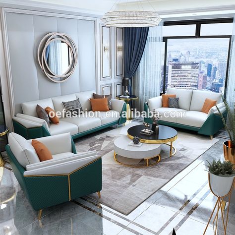 OE-FASHION factory custom modern design luxury furniture fabric sets couch living room sofas, View living room sofas, OE-FASHION Product Details from Foshan Oe-Fashion Furniture Co., Ltd. on Alibaba.com Sofa Kulit, Green Sofa Living Room, Sofas Design, Luxury Furniture Sofa, Luxury Sofa Design, Corner Sofa Design, Metal Sofa, Latest Living Room Designs, Modern Sofa Set