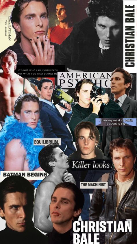 #christianbale Christen Bale, Christian Bale Wallpaper, Chris Bale, Movie Collage, Patrick Bateman, Newsies, Christian Bale, The Boy Is Mine, Film Aesthetic