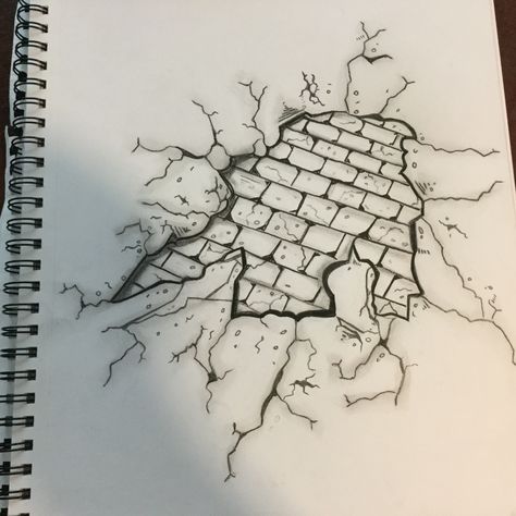 broken brick wall drawing. Brick Wall Drawing, Drawing Sky, Graffiti Characters, Wall Tattoo, Wall Drawing, Desenho Tattoo, Graffiti Drawing, 3d Drawings, Color Pencil Drawing