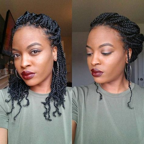 Individual Twist Natural Hair, Mini Braids On Natural Hair, Spring Twist Hair, Natural Hair Twists, Twist Styles, Mini Twists, Twist Braid Hairstyles, Senegalese Twist, Protective Style