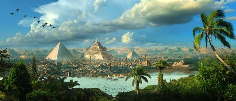 Egypt Matte By Scott Richard by rich35211 Ancient Egypt Architecture, Egypt Wallpaper, Egypt Concept Art, Prince Of Egypt, Egypt History, Egypt Art, Pyramids Of Giza, Fantasy City, Fantasy Places