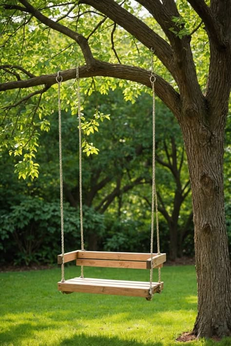 Swings On Trees, Tree Swings For Kids, Tree Swings For Adults, Outdoor Swings For Adults, Tree Swing Ideas, Outdoor Swing Ideas, Backyard Swing Ideas, Hammock Ideas Backyard, Play Area Garden