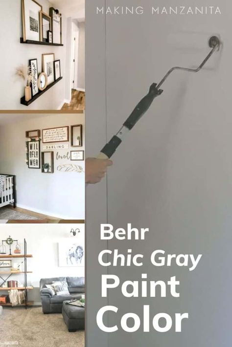 Best Behr Gray Paint Colors Bathroom, Sterling Behr Paint Living Room, Behr Paint Chic Gray, Whitish Gray Paint Colors, Bear Grey Paint Colors, Behr Chic Gray Color Palette, Behr Chic Gray Living Room, Chic Gray Behr Paint Living Room, Bathroom Gray Paint Colors