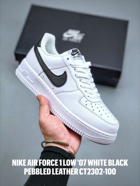 Nike Air Force 1 Low '07 White Black Pebbled Leather CT2302-100 Nike Force, Nike Air Jordan Retro, Sport Shoes Men, Nike Air Force 1 Low, Retro Shoes, Black Pebbles, Air Force 1 Low, Cheap Shoes, Nike Air Force 1