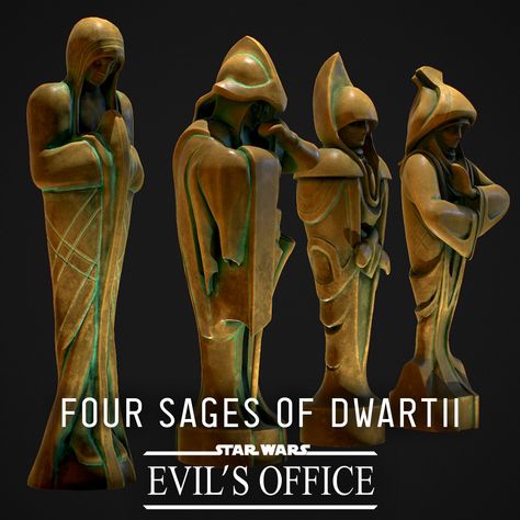 STAR WARS - Evil's Office - Four sages of DwartII Substance Painter, Zbrush, The Office, Greek Statue, Painter, Star Wars, Statue, Sculpture, Stars