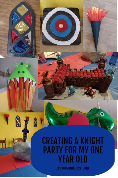 Picture of decorations made for a knight and dragon themed party Knights Party Ideas, Royal Party Food Ideas, Medieval Birthday Party Decorations, Knight And Dragon Birthday Party, Knight Themed Birthday Party, Knights And Dragons Birthday Party, Bible Birthday Party, Dragon Birthday Party Ideas, Fantasy Birthday Party