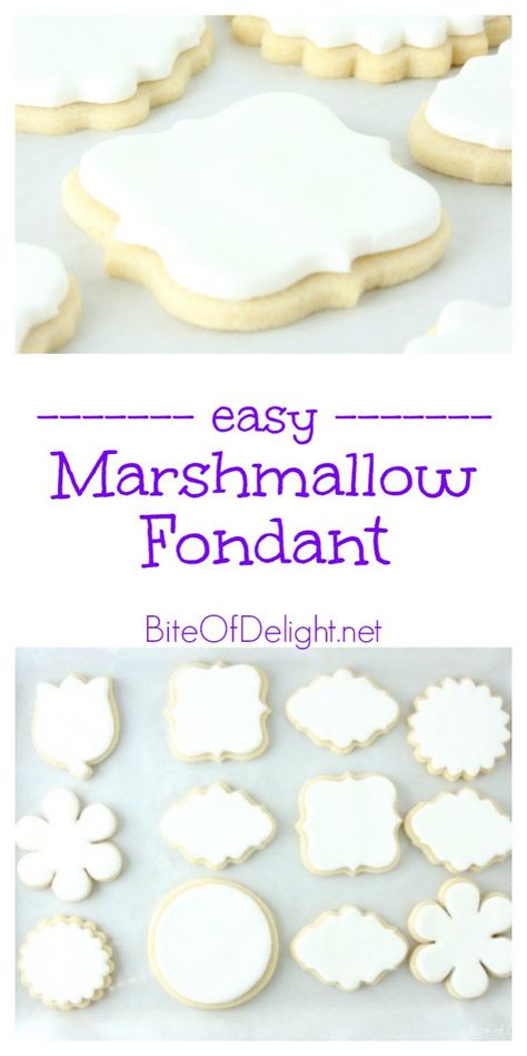 This simple Marshmallow Fondant is easy to make, and only takes 3 ingredients! Perfect for cakes or cookies. Cupcakes Decoration Easy, Easy Fondant Recipe, Marshmallow Fondant Recipe, Fondant Recipes, Easy Fondant, Marshmallow Frosting, Fondant Recipe, Marshmallow Fondant, Fondant Cookies