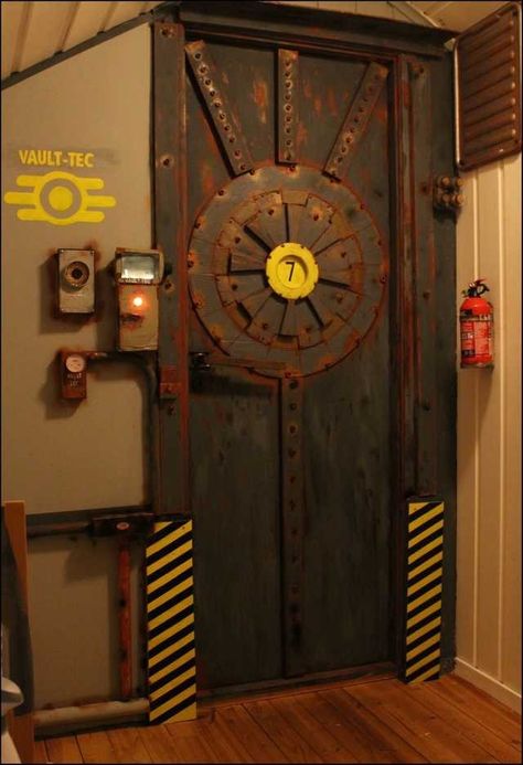 Steampunk Game Room, Fallout Halloween Decorations, Fallout Interior, Fallout Themed Room, Fallout Decorations, Fallout Bedroom, Fallout House, Fallout Room, Fallout Bunker