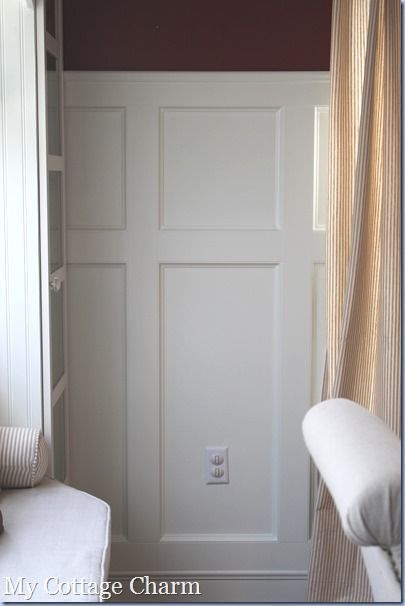 Paneled Wainscoting, Raised Panel Walls, Judges Paneling, Living Room Panelling, Dining Room Wainscoting, Woodwork Ideas, Upstairs Hallway, Cottage Charm, Master Bed