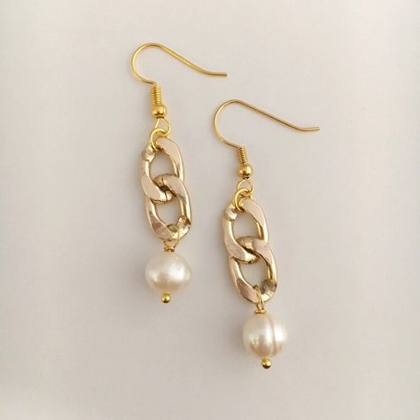 Diy Earrings Pearl, Drop Earrings Simple, Etsy Promotion, Beaded Jewelry Tutorials, Link Earrings, Handmade Fashion Jewelry, Earrings Inspiration, Earrings Simple, Chic Jewelry