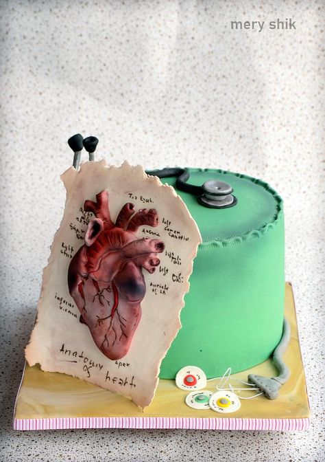 Anatomy Of Heart, Dental Cake, Medical Cake, Graduation Cake Designs, Doctor Cake, Tooth Cake, Patisserie Design, Nursing Cake