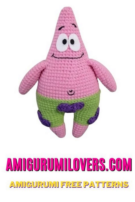 Amigurumi Patrick Star Free Crochet Pattern - Amigurumilovers.com Patrick Spongebob, Free Amigurumi Crochet Patterns, Crochet Knit Blanket, Crochet Disney, Halloween Crochet Patterns, Crochet Amigurumi Free Patterns, Beginner Crochet Projects, Patrick Star, Fun Crochet Projects