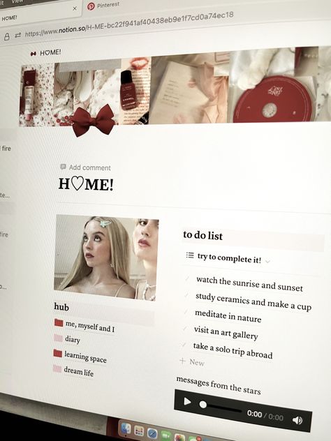 Notion Beauty Template, Red Notion Template, Note Taking Notion, Notion Notes, Coquette Notion, Notion School, Pink Notion, Notion Images, Notion Inspo