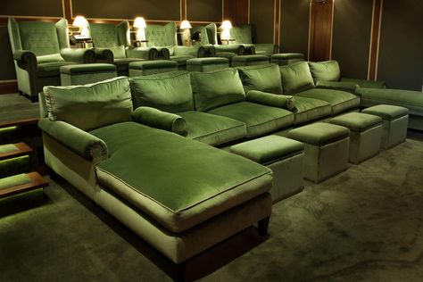 Vintage Hollywood Screening Room - Paradise Theater Private Cinema Portfolio Theatre Snack Bar, Movie Theater Rooms, Screening Room, Home Theater Room Design, Theater Room Design, Theatre Interior, Media Room Design, Home Cinema Room, Home Theater Decor