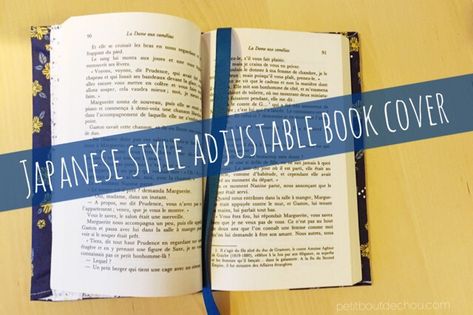 Japanese style adjustable book cover Adjustable Book Cover, Paperback Book Covers, Fabric Book Covers, Book Cover Diy, Book Jacket, Japanese Books, Sewing Book, Cover Style, Style Japonais