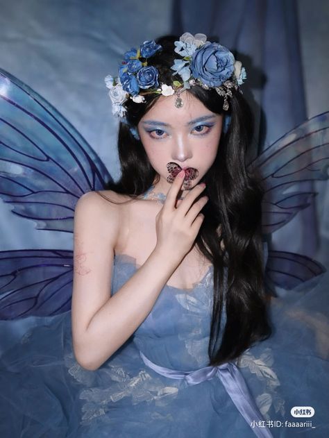 Blue Fairy Outfit, Blue Fairy Wings, Fairytale Photoshoot, Debut Photoshoot, Fairy Photoshoot, Fairy Outfit, Fairy Aesthetic, Blue Fairy, Dark Fairy