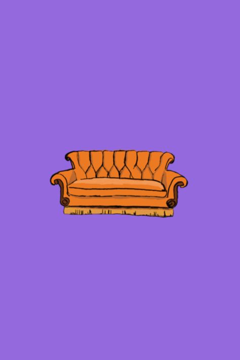 Friends Couch Drawing, Background Friends, Purple Couch, 2020 Wallpaper, Friends Tv Quotes, Cellphone Background, Friends Illustration, Friends Poster, Friend Logo