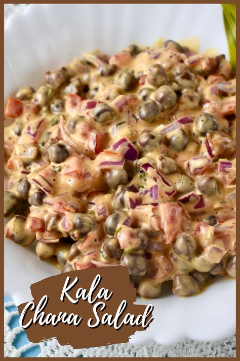 Creamy Kala Chana Or Black Chickpea Salad Recipe Black Channa Salad, Black Chana Salad, Chana Salad Recipe, Kala Chana Salad, Chana Salad, Kala Chana Recipe, Cheese Jalapeno Dip, Chana Recipe, Black Chickpeas