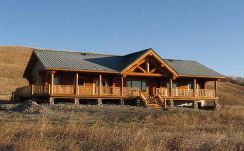 Ranch Style Homes | ... with Lofts Can Be Used For Ranch Style Log Homes | Cowboy Log Homes House Plans With Loft, Home Remodeling Exterior, Cabin Plans With Loft, Casa Hobbit, House Plan With Loft, Log Home Plans, Rustic House Plans, Building A Porch, Rustic Exterior