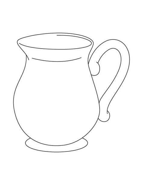 Jug coloring page | Download Free Jug coloring page for kids ... Aplique Design, Jug Drawing, Kindergarten Drawing, Preschool Coloring Pages, After School Club, Water Into Wine, Sunday School Crafts, Fruit Art, Deco Engagement Ring