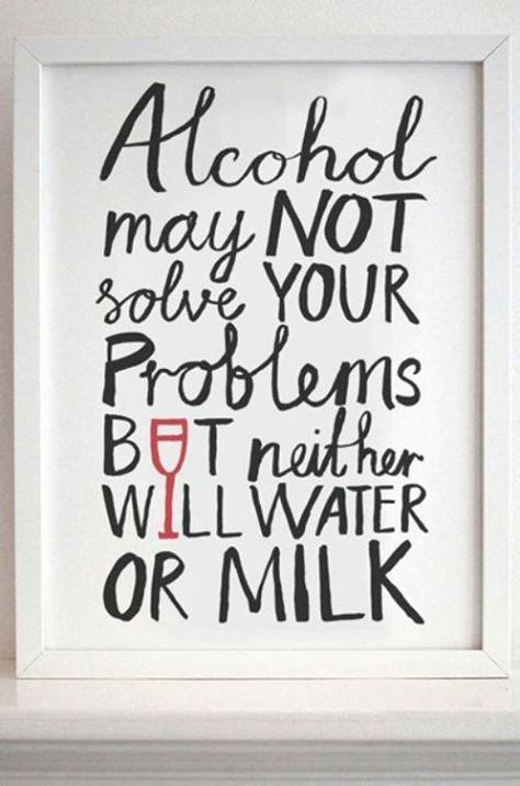 Alcohol may not solve your problems but neither will water or milk! LOL :) No To Alcohol Poster, Alcohol Poster Design, Say No To Alcohol, Alcohol Poster, Funny Pictures With Captions, Drinking Quotes, Wine Quotes, Funny Quotes For Teens, Drinking Humor