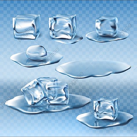 Ice Clipart, Ice Cream Plating, Drawing Transparent, Ice Cube Melting, Water Puddle, Ice Art, Kawaii Background, Art Basics, Ice Crystals