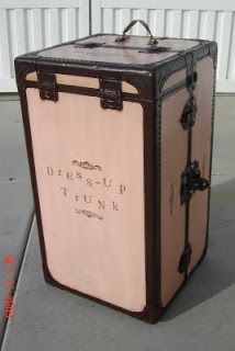 Cassandra Design: Dress-up Trunk Diy Doll Trunk, Dress Up Trunk, Sliding Glass Door Repair, Doll Steamer Trunk, Restore Antique Trunk, Suitcase Ideas, Painting Antique Steamer Trunk, Recycle Crafts Diy, Star Wars Light