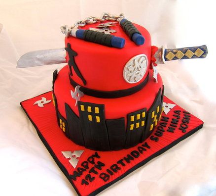 Ninja Cake Ninja Birthday Cake Ideas, Ninja Cake Ideas Boys, Ninja Cakes, Ninja Birthday Cake, Ninja Themed Birthday Party, Karate Cake, Birthday Cake Kids Boys, Ninja Cake, Ninjago Cakes