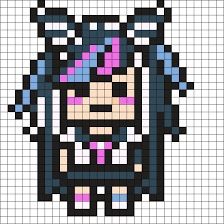 Danganronpa Kandi Pattern, Danganronpa Pixel Sprites, Danganronpa Pixel Art, Pixel Sprites, Pixel Characters, Graph Paper Drawings, Easy Pixel Art, Pixel Art Templates, Pixel Drawing