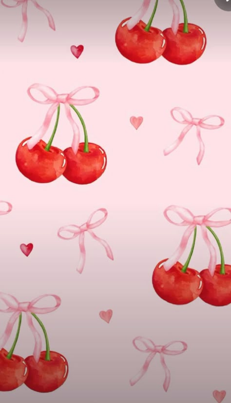 Cherry Asthetics Wallpaper, Cochette Core, Cerise Aesthetic, Cute Cherry Wallpaper, Cherry Background Aesthetic, Cherry Wallpaper Aesthetic, Pink Wallpaper Ipad, Pink Wallpaper Girly, Bow Wallpaper