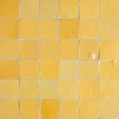 Yellow Moroccan Tile Yellow Tiles Kitchen, Yellow Zellige Tile, Yellow Tile Kitchen, Moroccan Tiles Kitchen, Tile Zellige, Yellow Tiles, Tiled Wall, Pretty Tiles, Zellige Tiles