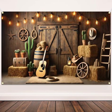 Western Party Backdrop Cowboy Party Decor Supply Wild West Decor Wooden House Barn Photo Background Western Party Backdrop, Cowboy Party Decor, Wild West Decor, Western Parties, Western Party, Cowboy Party, Diy Holiday Decor, Wooden House, Party Backdrop