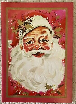 VINTAGE UNUSED CHRISTMAS Santa Pink Red MCM Retro Greeting Card 1960s 1970s $4.98 - PicClick Mcm Christmas, Santa Faces, Journals Diy, Santa Klaus, Old Time Christmas, Decoupage Wood, Kitsch Christmas, Baby Reindeer, Vintage Christmas Card