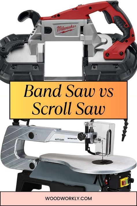 Deciding between a band saw and a scroll saw? Learn the key differences to choose the right tool for your woodworking projects. Read the full article for expert insights! #Woodworking #BandSaw #ScrollSaw #DIYTools #WoodworkingTips How To Use A Scroll Saw, Band Saw Projects, Band Saw Projects Ideas, Diy Bandsaw, Scroll Saws, Types Of Saws, Bandsaw Projects, Scroll Saw Blades, Saw Wood