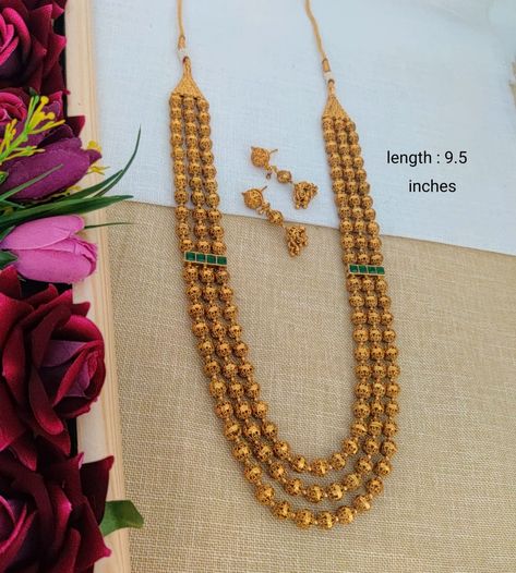 Mohan Mala Designs, Mohan Mala Jewellery Gold, Mohan Mala, Gundla Mala, Gold Set Design, Gold Mala, Mala Designs, Pearl Ornaments, Indian Wedding Jewelry Sets