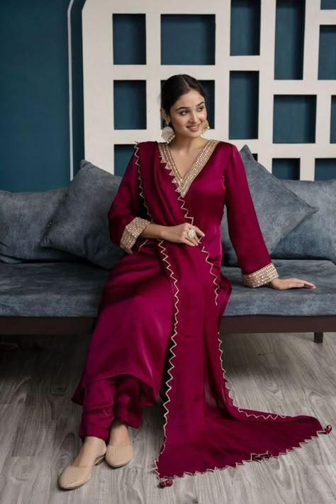 Stay comfortbale and stylish using kurta pant sets for women that offer the ethnic and traditional style of indian wear with the comfort of western clothes #womensfashion #fashion #suitset #kurtasets #stylishwear #ethnic #traditionalsuit Satin Kurta Set For Women, Formal Kurta Suits For Women, Satin Silk Indian Dress, Satin Kurti Pant Design, Kurta Salwar Designs Women, Satin Salwar Suit Design, Indian Salwar Suit Designs, Plain Satin Kurti Designs Latest, Satin Pakistani Dress