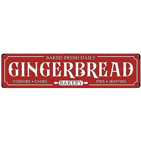 Amazon.com : Gingerbread Men Holiday Metal Sign Plaque Metal Vintage Pub Tin Sign Wall Decor for Bar Pub Club Man Cave Retro Metal Posters Iron Painting 12x8 Inch : Home & Kitchen Muffins Christmas, Gingerbread Sign, Front Door Wall Decor, Yard Office, Gingerbread Bakery, Door Wall Decor, Cookie Cake Pie, Cafe Sign, Dollhouse Christmas