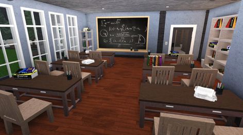 Boarding School Ideas, Bloxburg Boarding School Ideas, School Ideas Bloxburg, Bloxburg Boarding School, Classroom Ideas High School, Bloxburg Classroom, Bloxburg School, School Decal, School Building Design