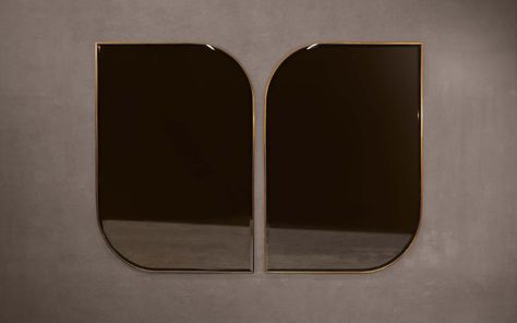 NOVOCASTRIAN / PP / Armstrong Mirror Blackened Steel, Mirror Interior, Modern Fireplace, Coffee Table To Dining Table, Dynamic Duo, Wall Mirrors, Table Storage, Glass Design, Polished Brass