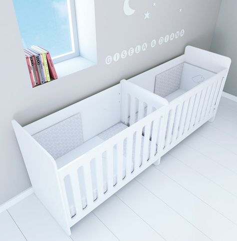 Twin Cots Ideas, Twin Cribs Small Spaces, Twin Crib Ideas, Twin Items, Twin Baby Beds, Twin Cots, Baby Cribs For Twins, Twin Nursery Room, Twin Baby Rooms