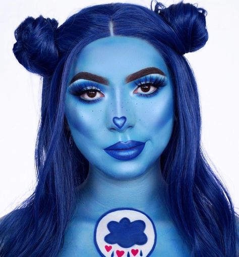 Blue Care Bear, Bear Face Paint, Grumpy Care Bear, Bear Makeup, Beauty Careers, Blue Makeup Looks, Beauty Content, Couples Halloween Outfits, Face Painting Halloween