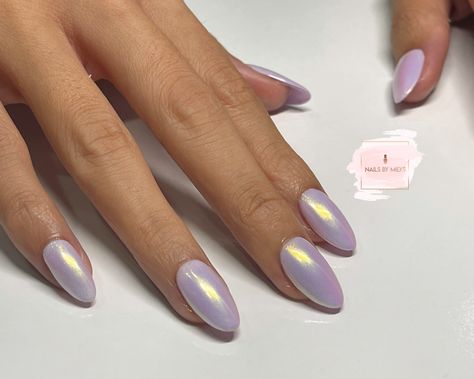 Light Purple Chrome Nails Almond, Lilac Chrome Nails, Lavender Chrome Nails, Sns Ideas, Purple Chrome Nails, Purple Chrome, Pointed Nails, Pastel Purple, Chrome Nails