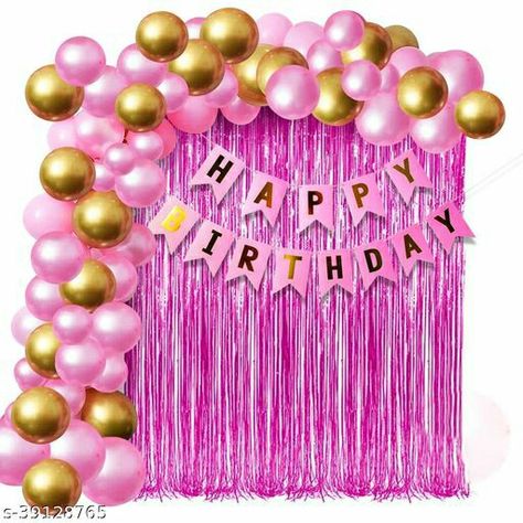 Diy Beauty Storage, Pink Happy Birthday Banner, Birthday Decorations At Home, 18th Birthday Decorations, Simple Birthday Party, Baby Birthday Decorations, Birthday Banner Background, Pink Happy Birthday, Simple Birthday Decorations