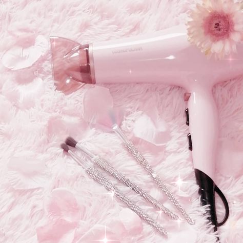 Hair Dryer Aesthetic, Dryer Aesthetic, Pink Hair Dryer, Fairytale Home, Tiny Room, Art Appliqué, Cute Nike, Cute Nike Shoes, Hot Tools